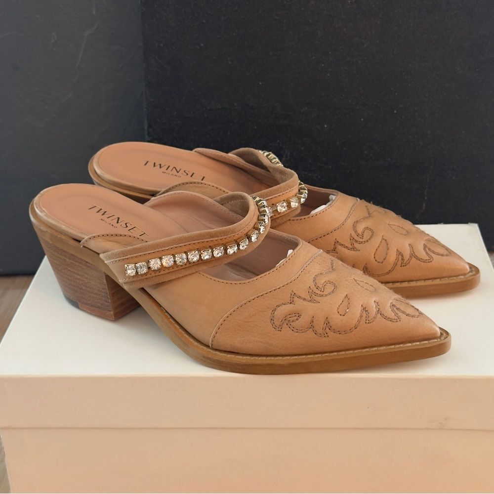 ✨ TWINSET Sabot Tan Mules – Size 7 ✨ - Picture 2 of 10